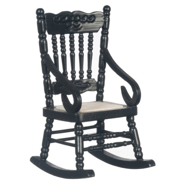 Black Dollhouse Miniature Rocking Chair