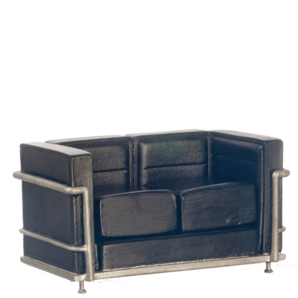 Black Art Deco Dollhouse Miniature Sofa