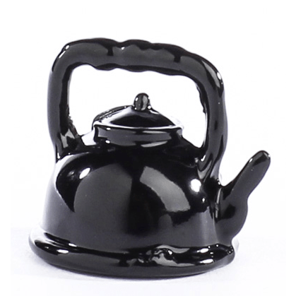 Black Dollhouse Miniature Teapot