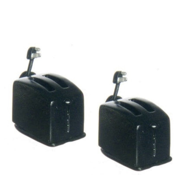 2 Black Dollhouse Miniature Toasters
