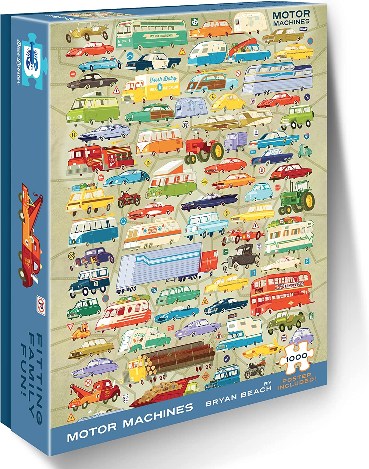 "Motor Machines" 1000 Piece Puzzle with Matching Mini Poster