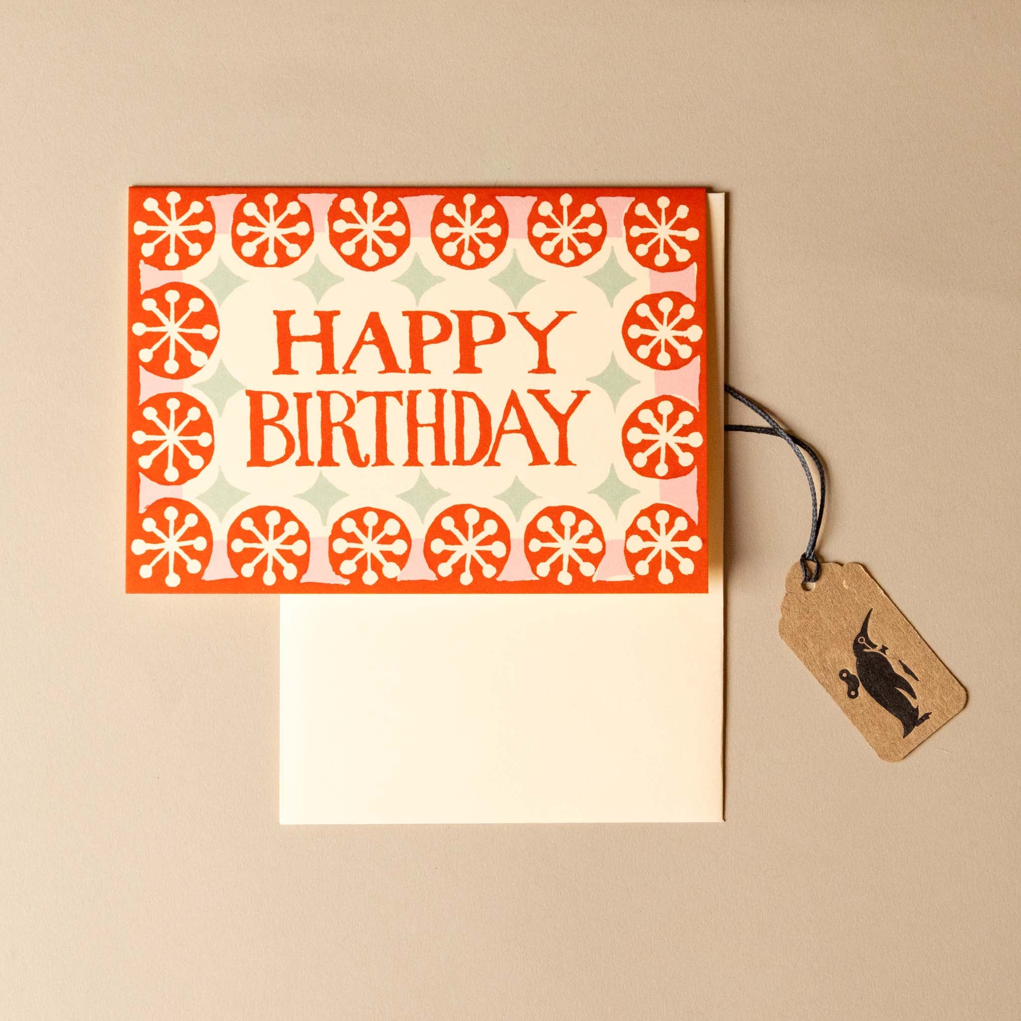 Block Print Birthday Greeting Card | Teal Diamonds