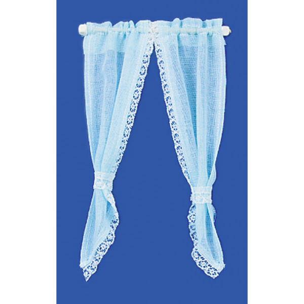 Blue Demi Tie Back Dollhouse Curtains