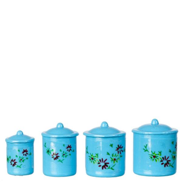 Blue Dollhouse Miniature Canisters