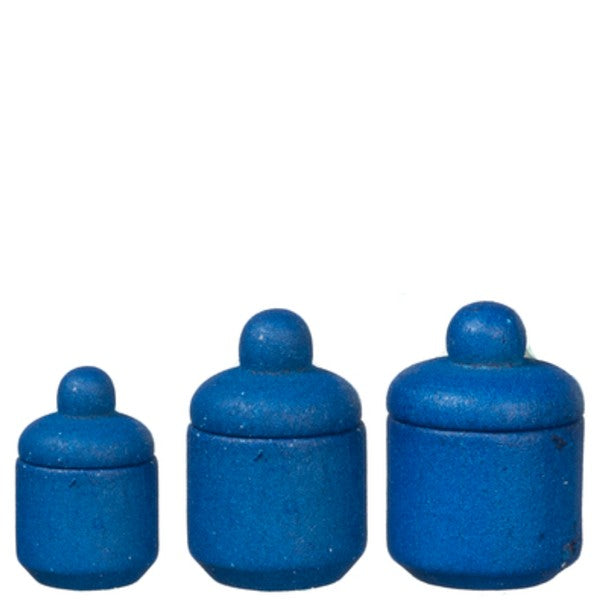 Blue Dollhouse Miniature Canister Set