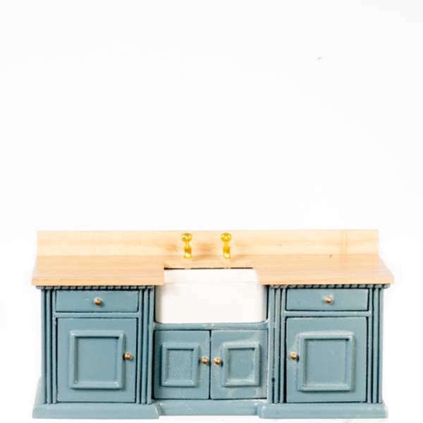 Blue & Oak Dollhouse Miniature Sink & Counter
