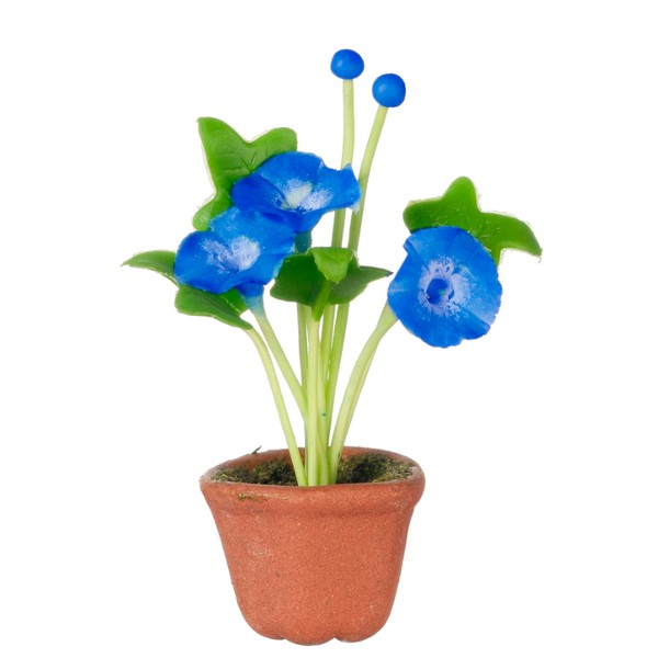 Potted Blue Dollhouse Miniature Morning Glory