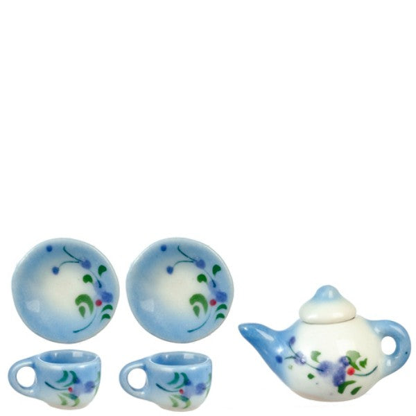 Blue Dollhouse Miniature Tea Set