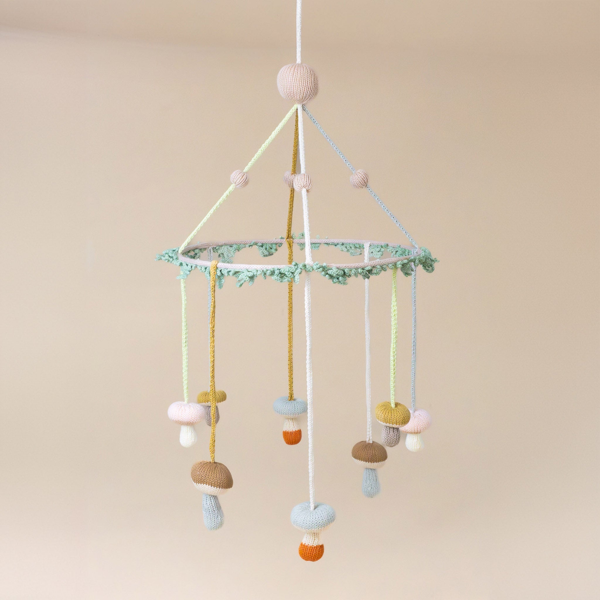 Hand-Knit Boletus Mushroom Mobile