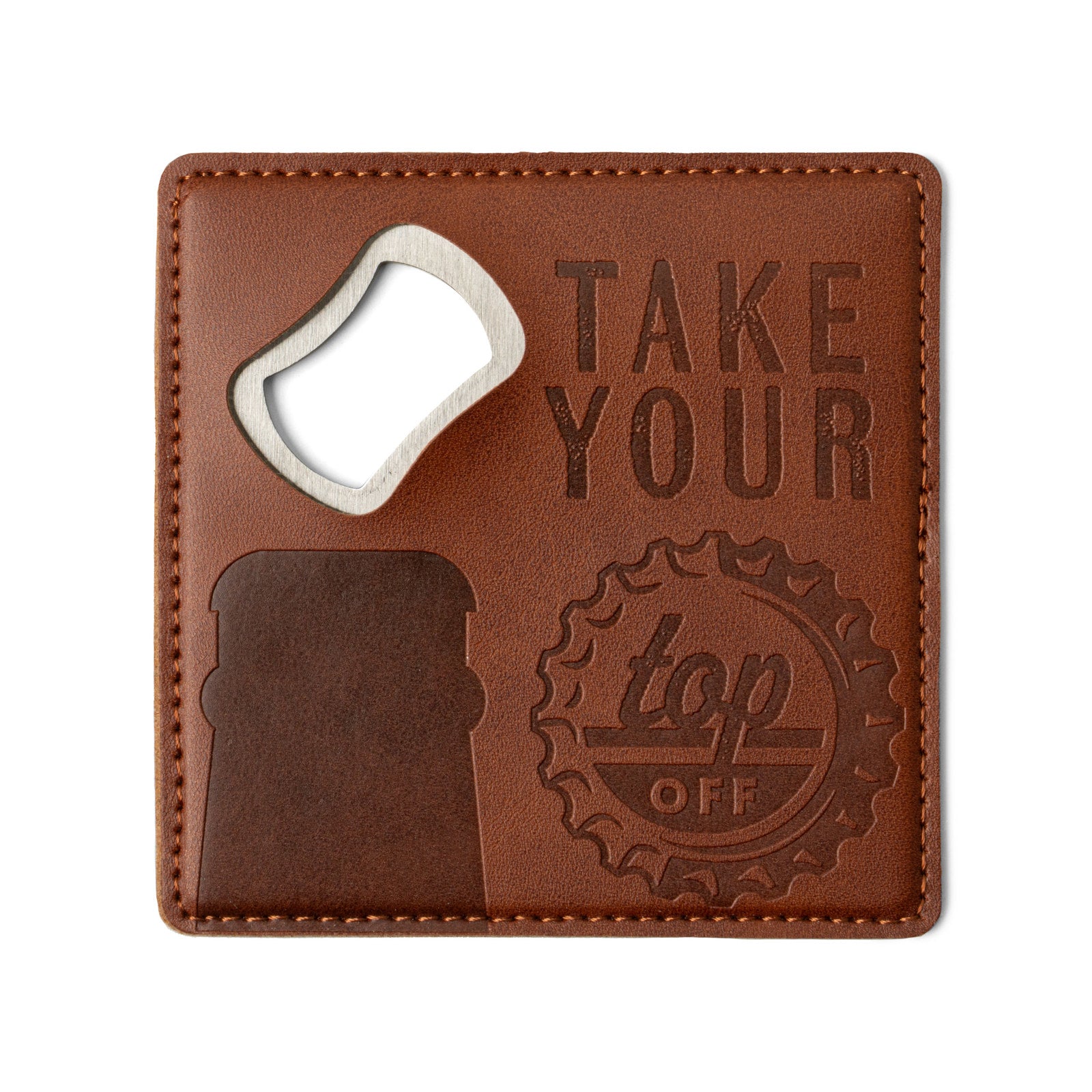 Brodeo Drive™ Pour Decisions Bottle Opener Coaster - Top Off