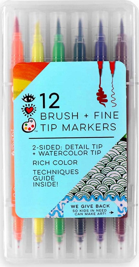 12 Brush+Fine Tip Markers