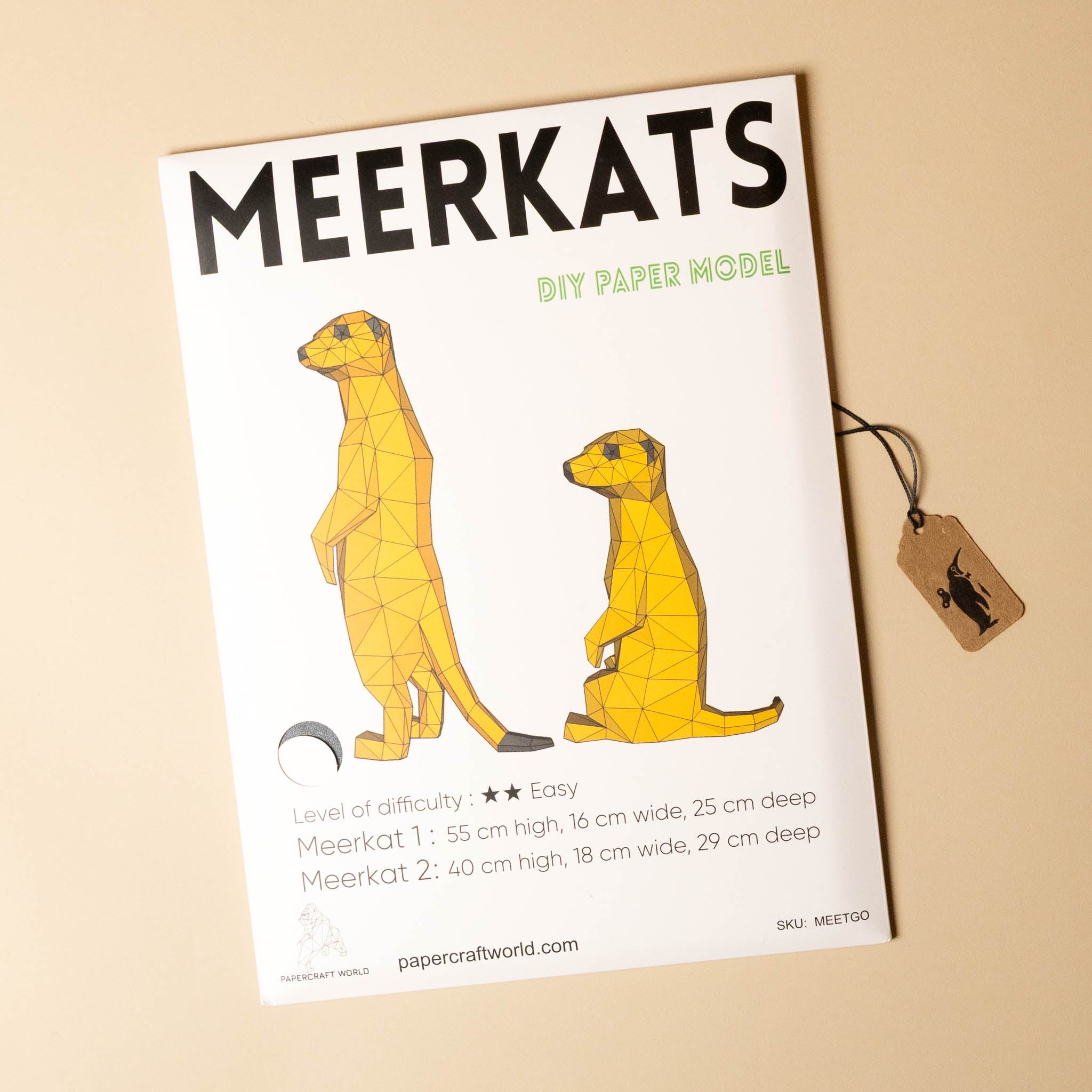 Build Your Own 3-D Origami Meerkat Duo Model Kit