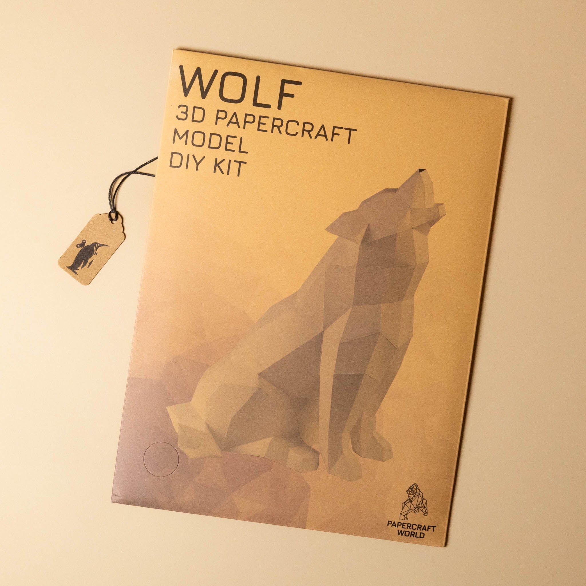 Build Your Own 3-D Origami Wolf Lamp Model Kit