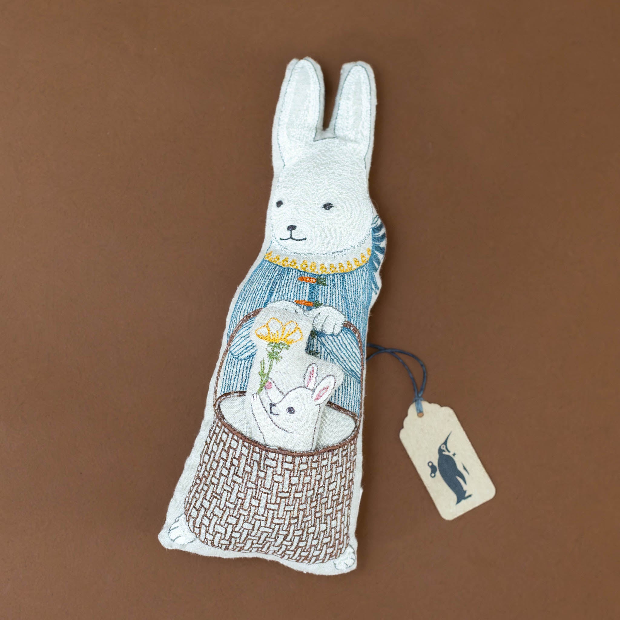 Bunnies & Basket Pillow Doll