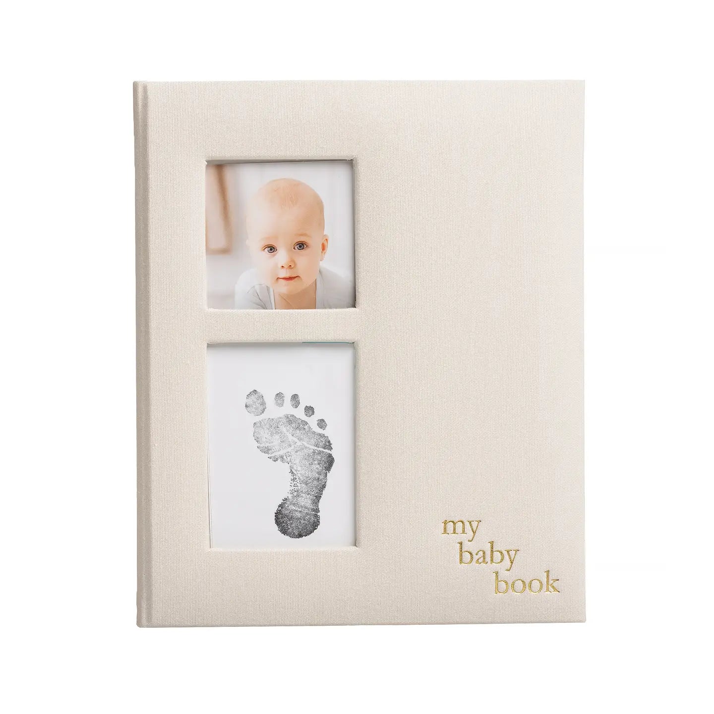 Linen Baby Memory Book and Clean-Touch Ink Pad, Ivory