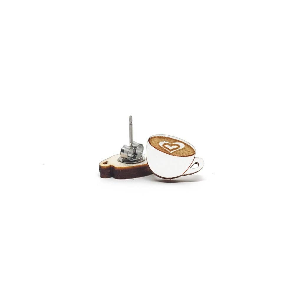 Wood Coffee Cup Earrings