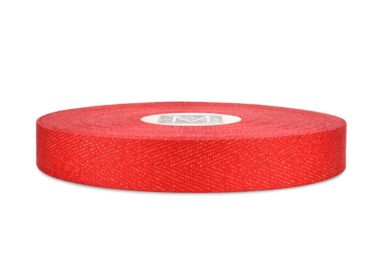 Sparkling Herringbone - Red/Gold Sparkle
