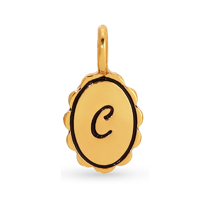 Charm Garden - Scalloped Initial Charm - Gold - C