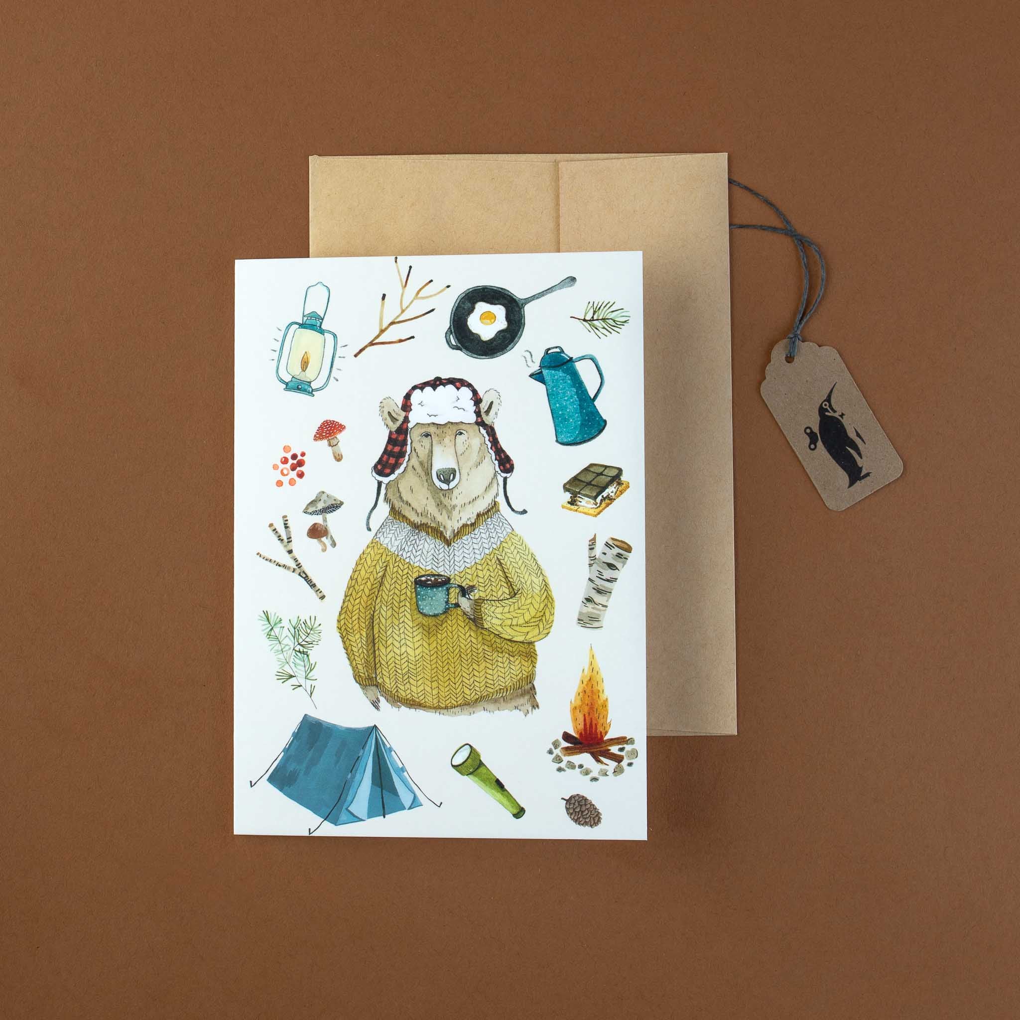 Camper Bear Greeting Card