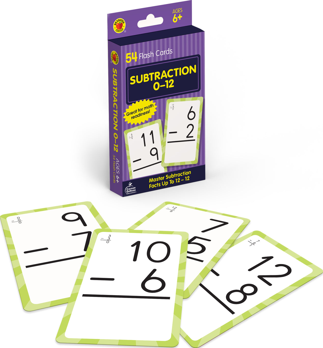 Subtraction 0 to 12 Flash Cards