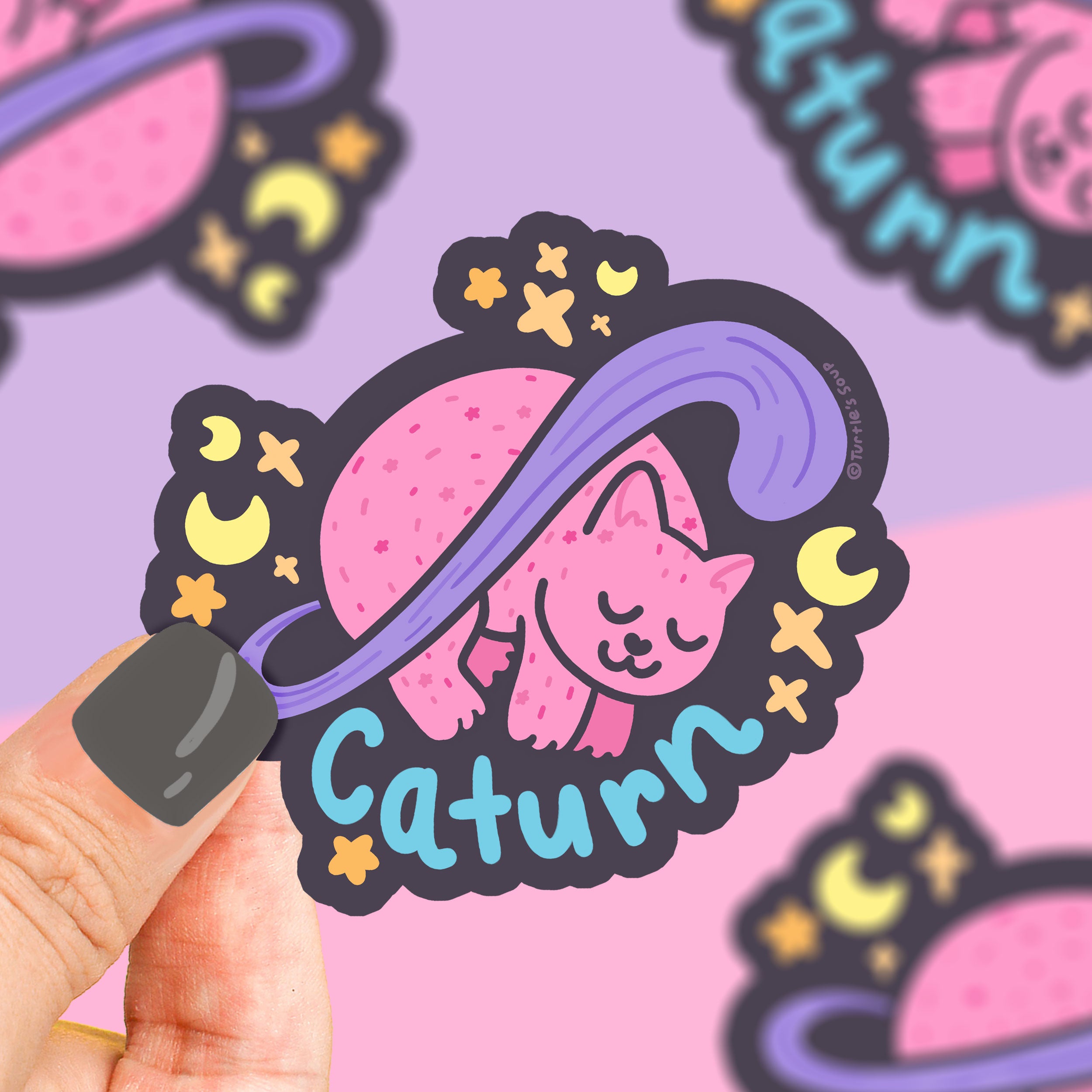 Caturn Planet Cat Vinyl Sticker