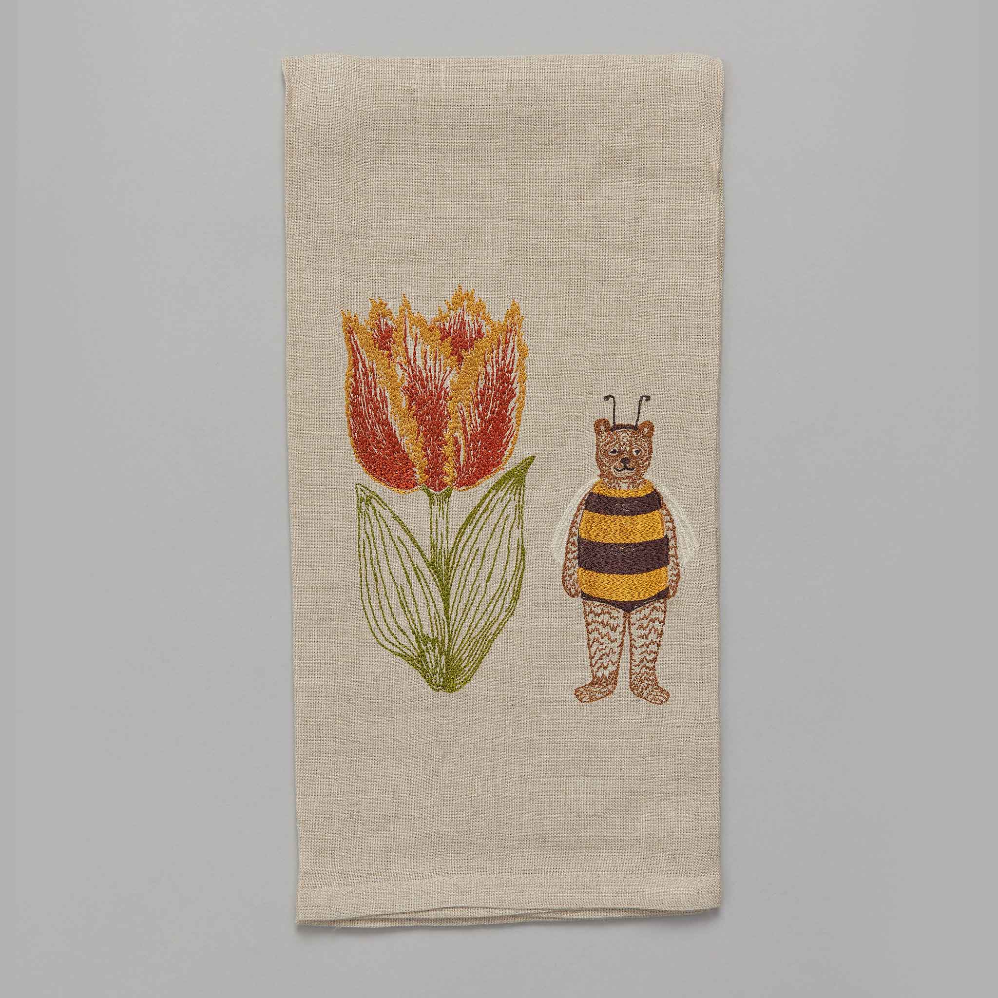 Bear Tulip Tea Towel