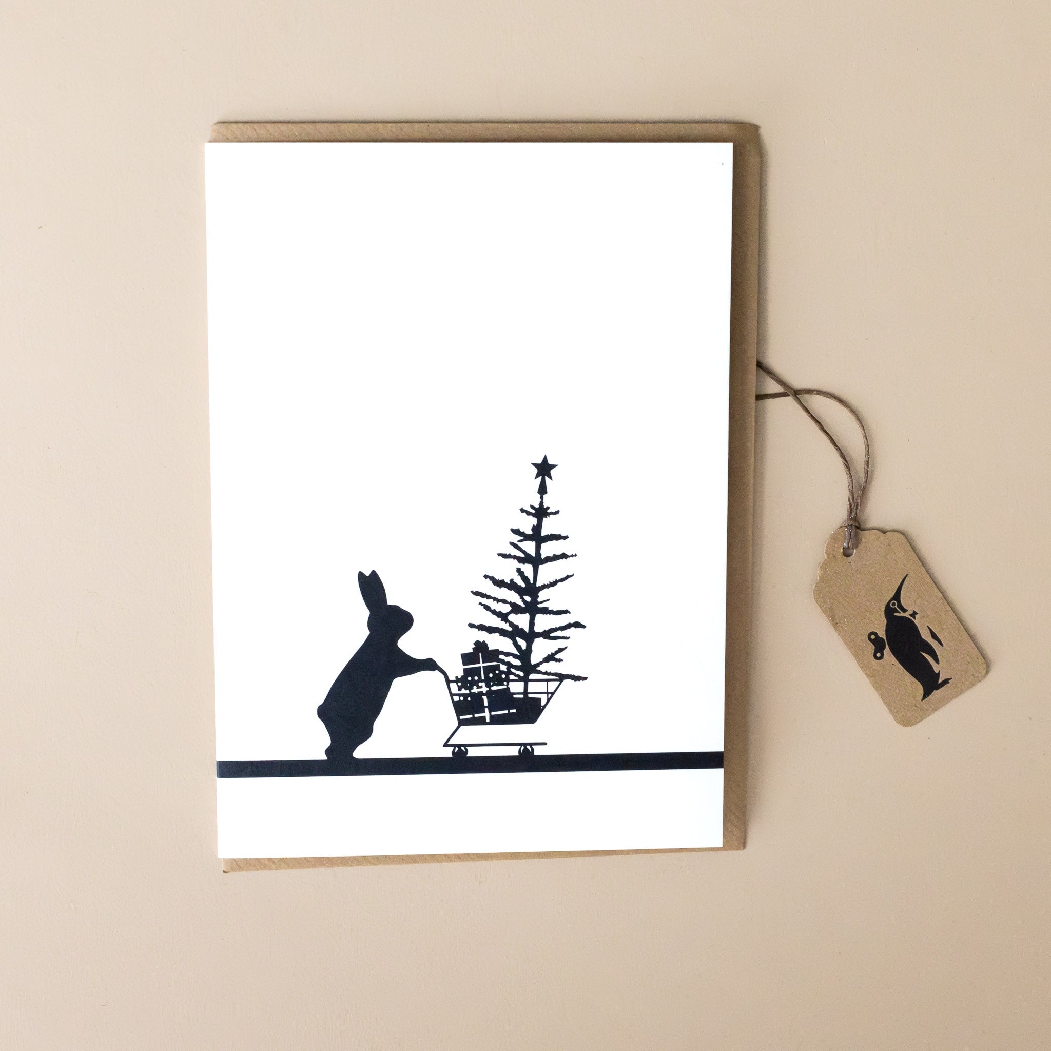 Christmas Shopping Rabbit Greeting Card