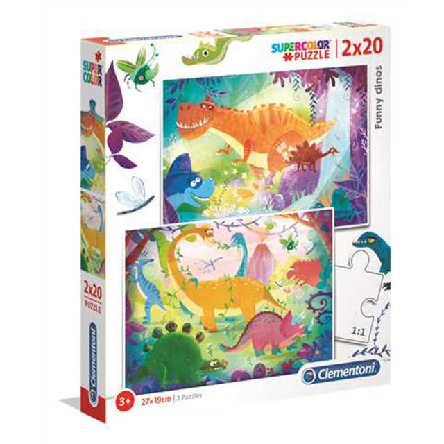 "Dinosaurs" 2 x 20 Piece Super Color Puzzle