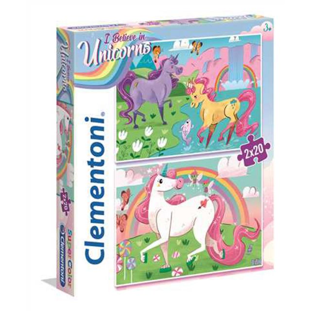 "I Believe in Unicorns" 2 x 20 Piece Super Color Puzzle