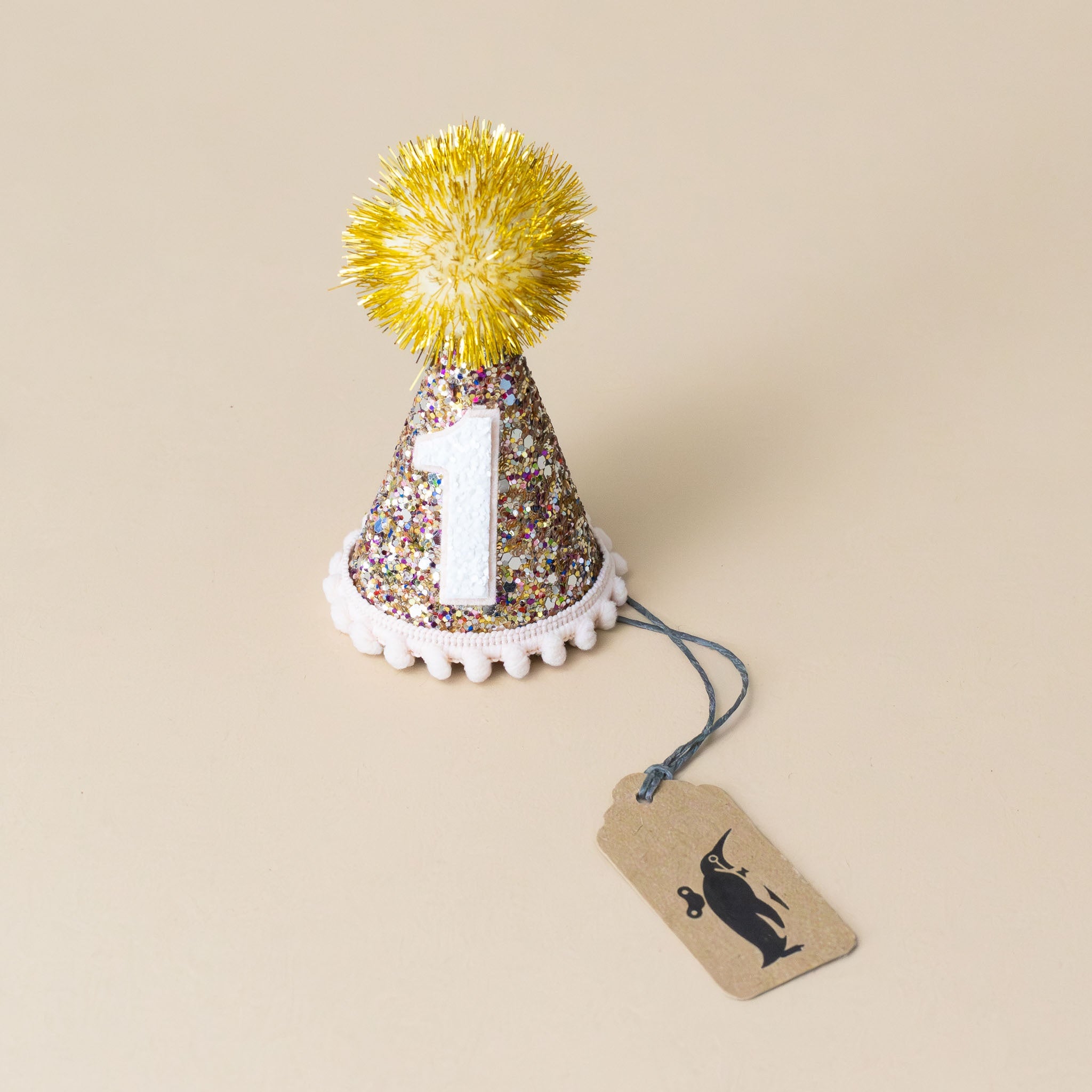 Confetti Pom Party Hat | Blush & Gold