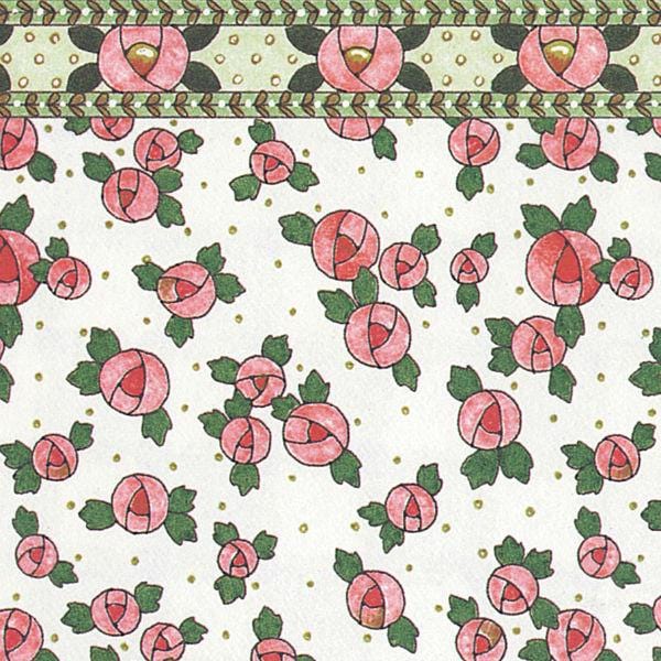 Cottage Roses Dollhouse Wallpaper