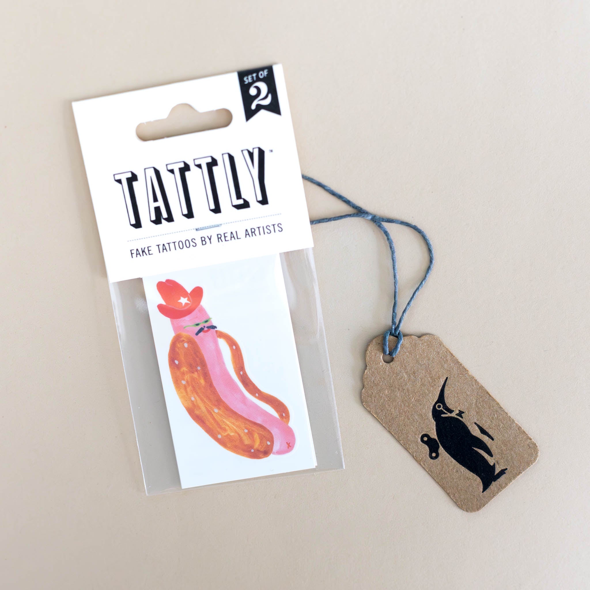 Cowboy Hotdog Temporary Tattoo Pair