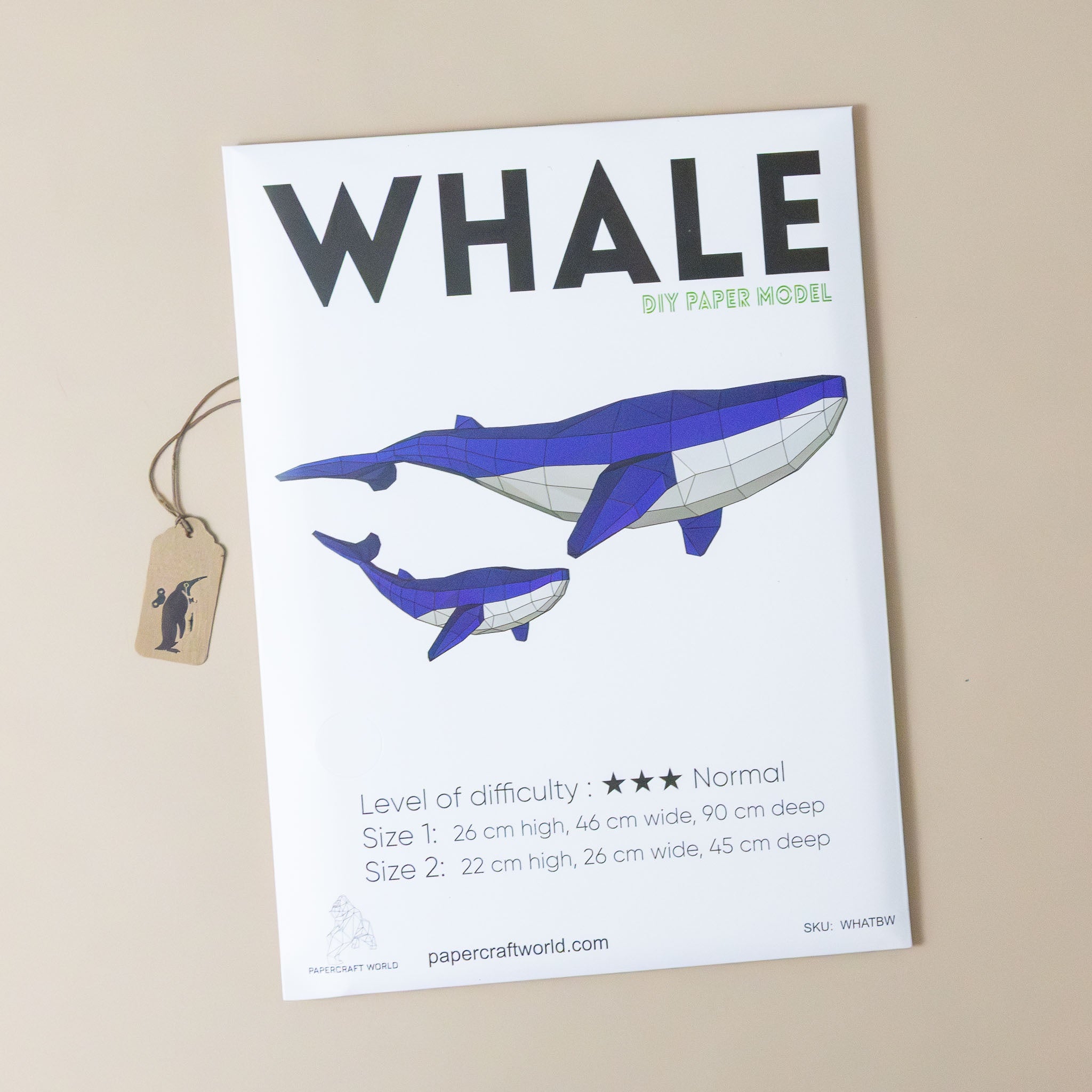 Build Your Own 3-D Origami Whale Duo Model Kit