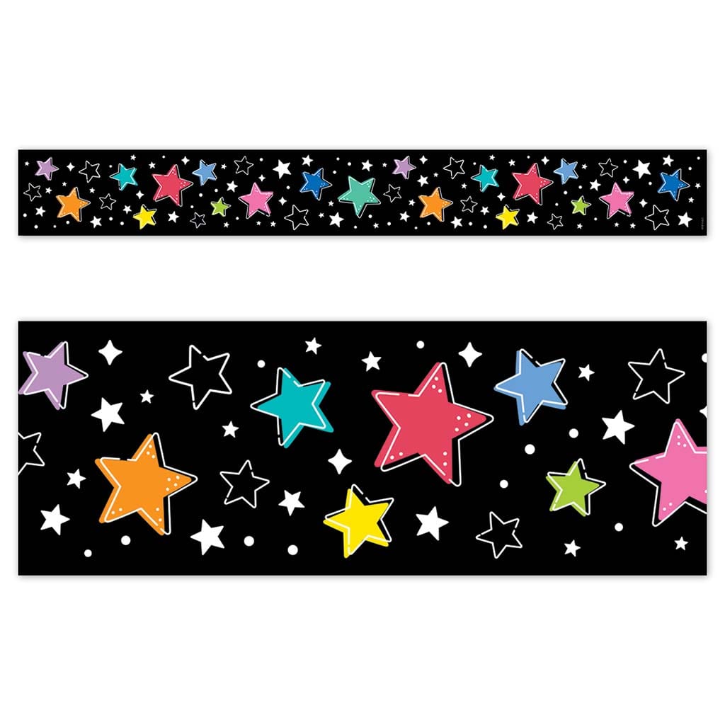 COLORFUL STARS ON BLACK (STAR BRIGHT) EZ BORDER