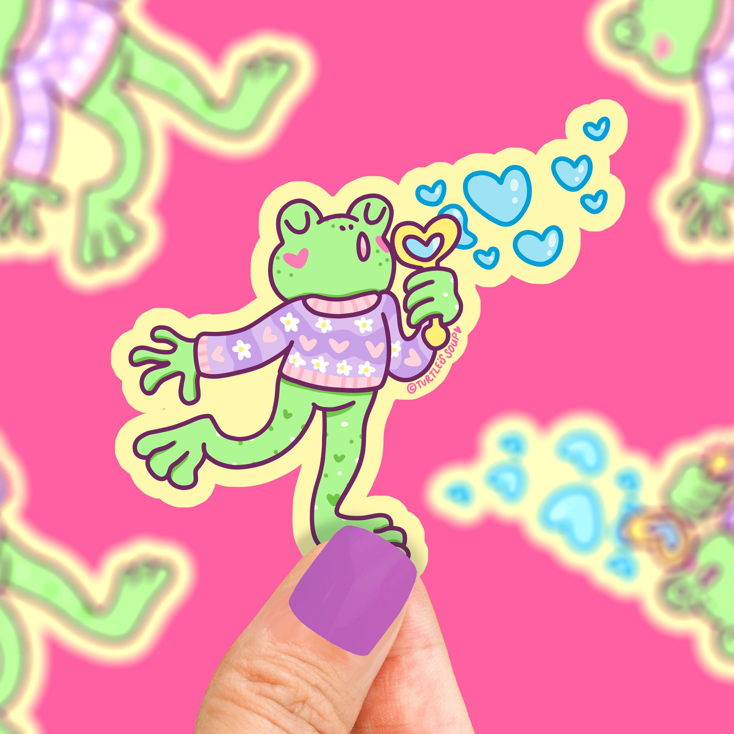 Bubbles The Frog Valentine Buddies Vinyl Sticker