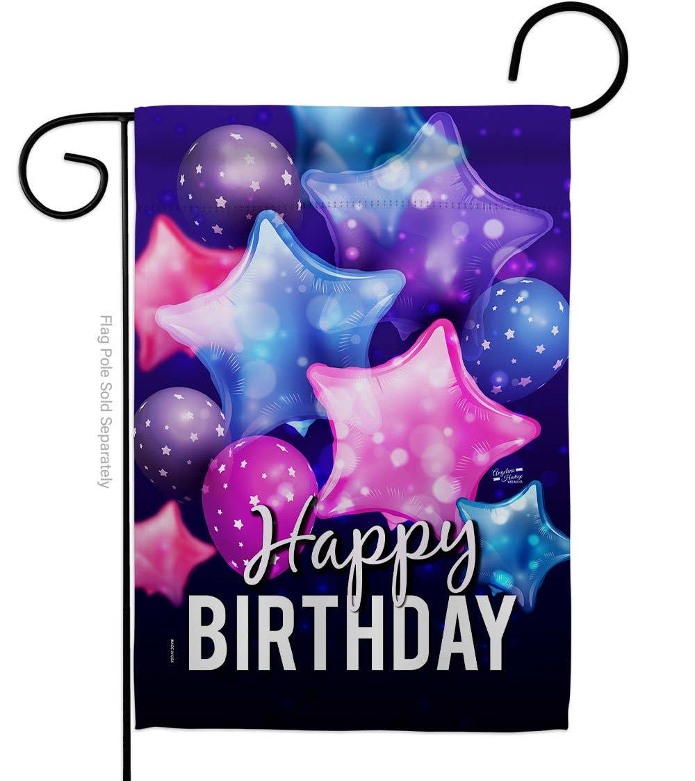 "Happy Birthday" Balloons Garden Flag