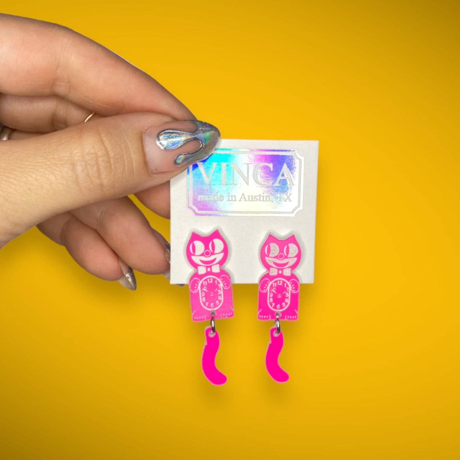Pink Kitten CLAW-K Officially licensed Kit-Cat Klock® earrin