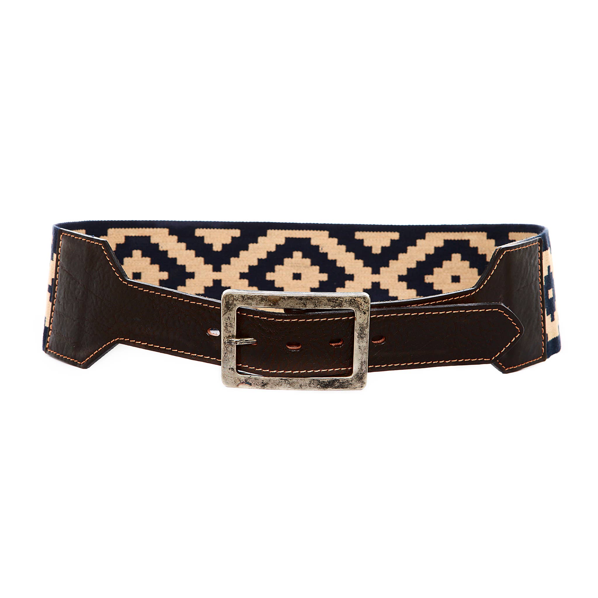 Woven Pampa Belt With Leather Cinch: Large