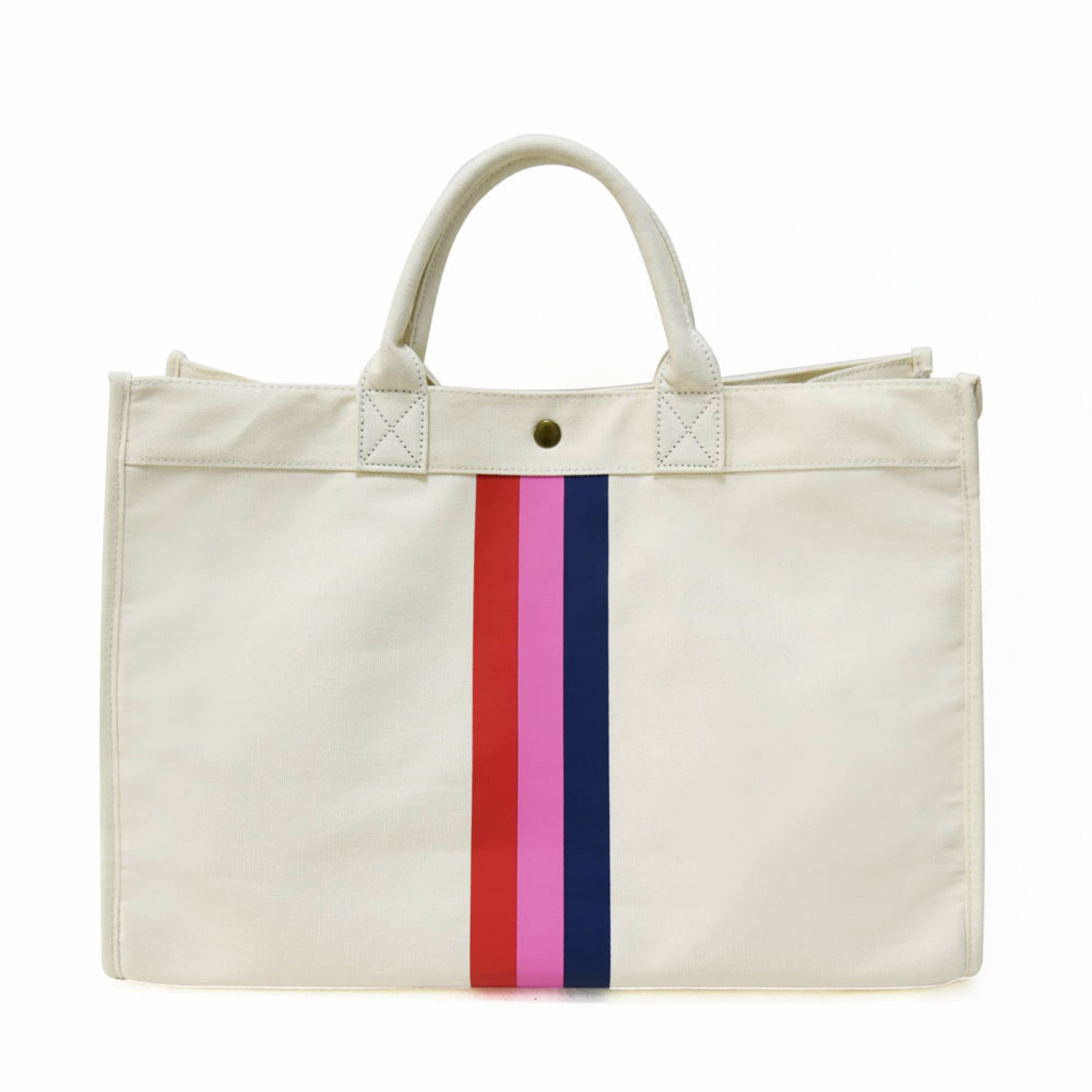 The Carmella Canvas Tote - Navy, Pink & Red
