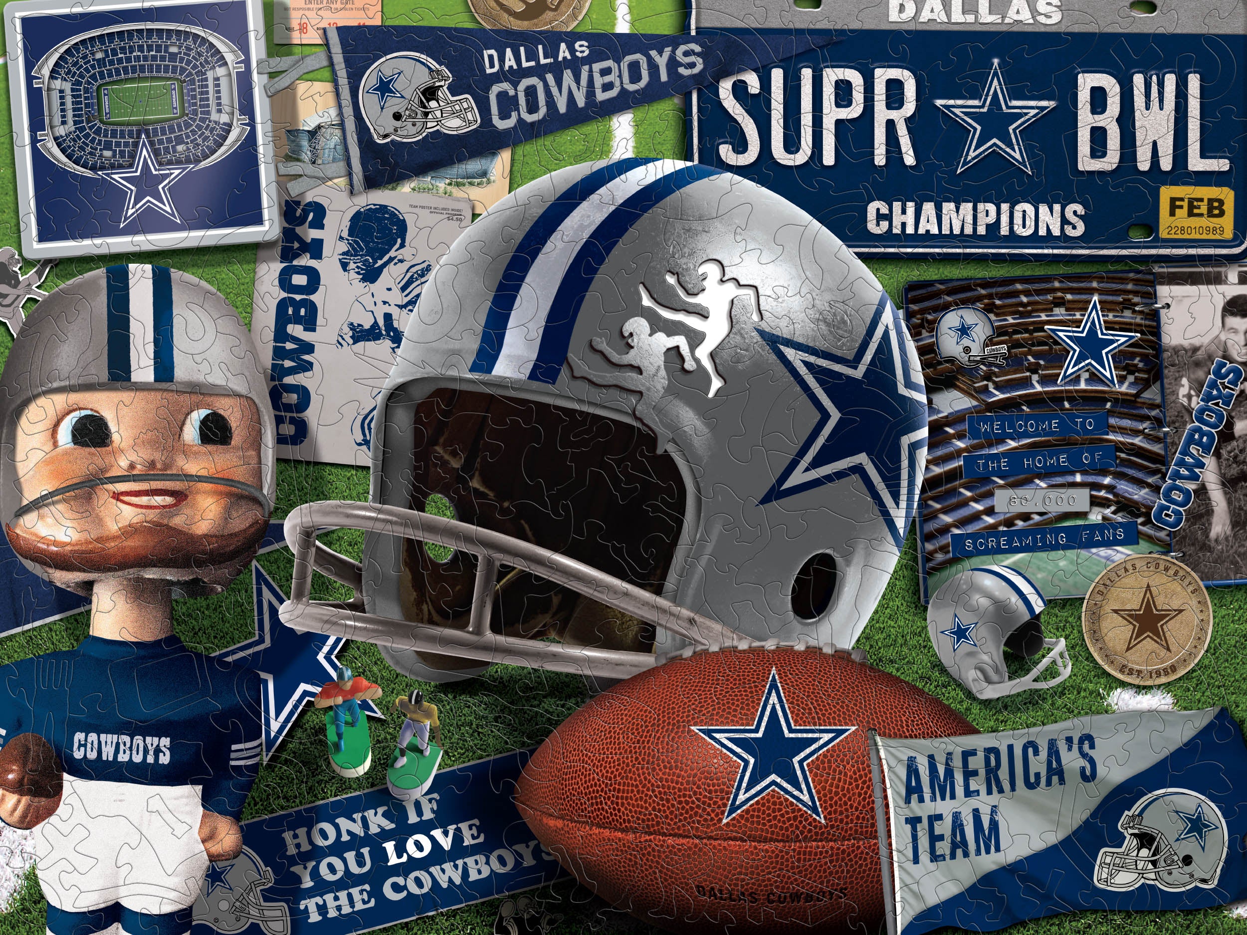 Wooden Retro Dallas Cowboys Puzzle