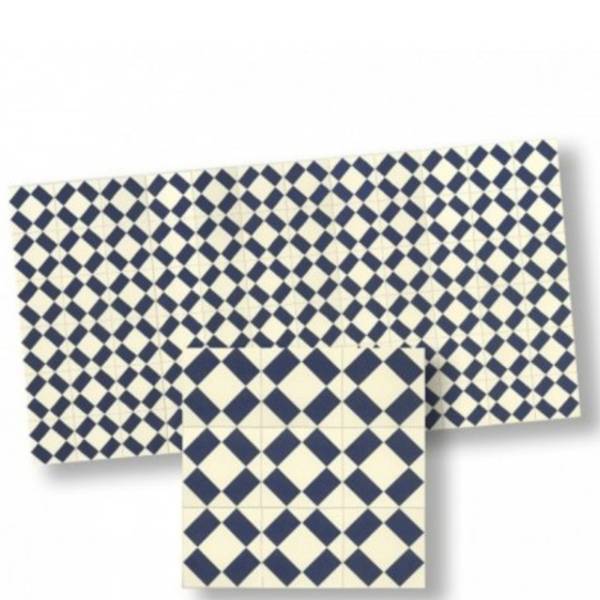 Dark Blue & White Dollhouse Floor Tile