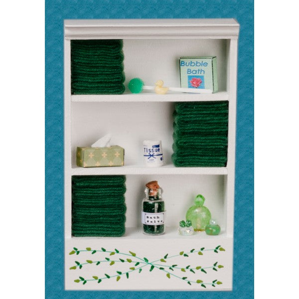 Dollhouse Miniature Dark Green Accented Bath Cabinet