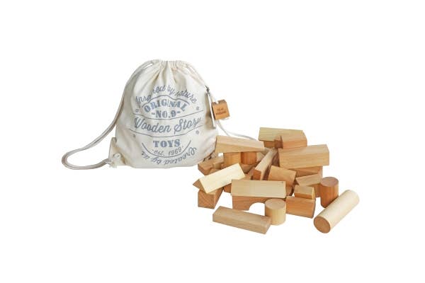Wooden Blocks In Sack XL - 30 pcs Natural
