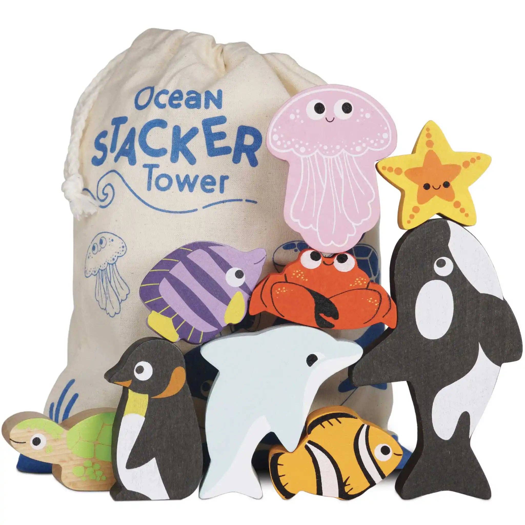 Ocean Wooden Animals Stacking Toy
