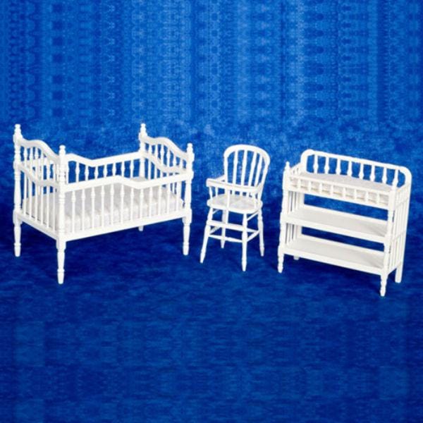 3-Piece White Victorian Nursery Set