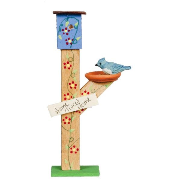 Dollhouse Miniature Bird House with Bird