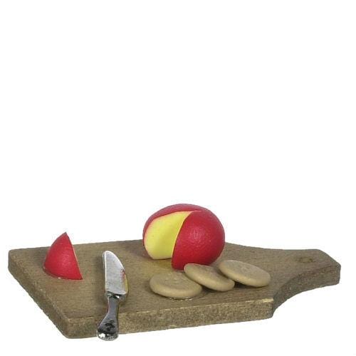 Dollhouse Miniature Cutting Board with Cheese