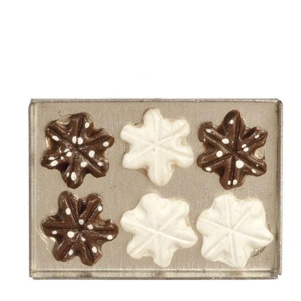 Dollhouse Miniature Snowflake Cookies on a Tray