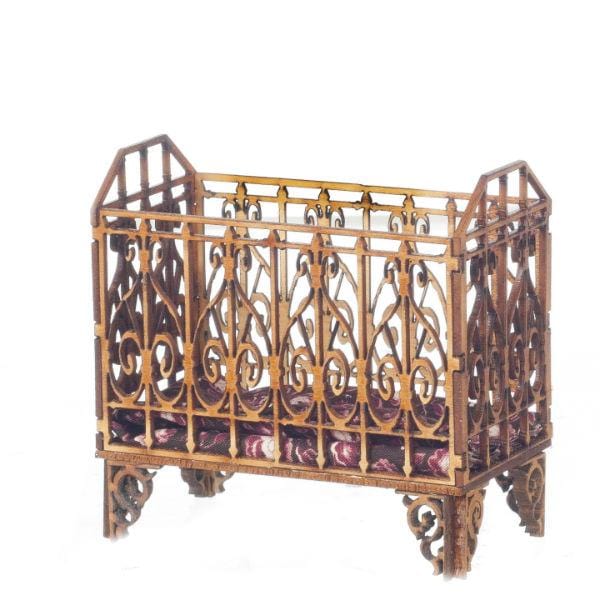 Laser-Cut Dollhouse Miniature Crib