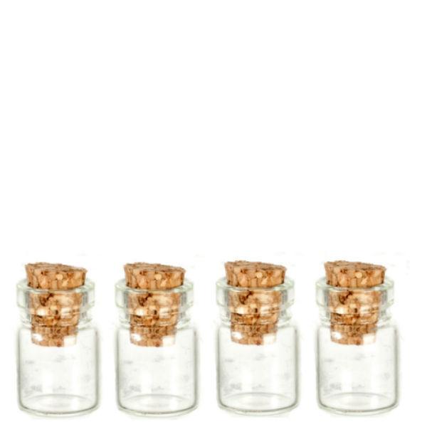 Glass Dollhouse Miniature Jars with Cork Stoppers